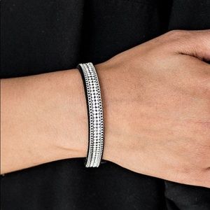 Black Suede + White Rhinestone Bracelet - Clasp Closure - Paparazzi Jewelry NWT